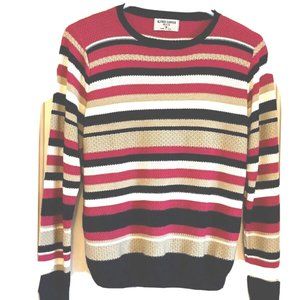 Alfred Dunner Pink Striped Sweater Women’s Petite Medium